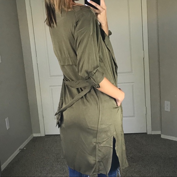 - Olive Trench Coat - - Picture 3 of 6